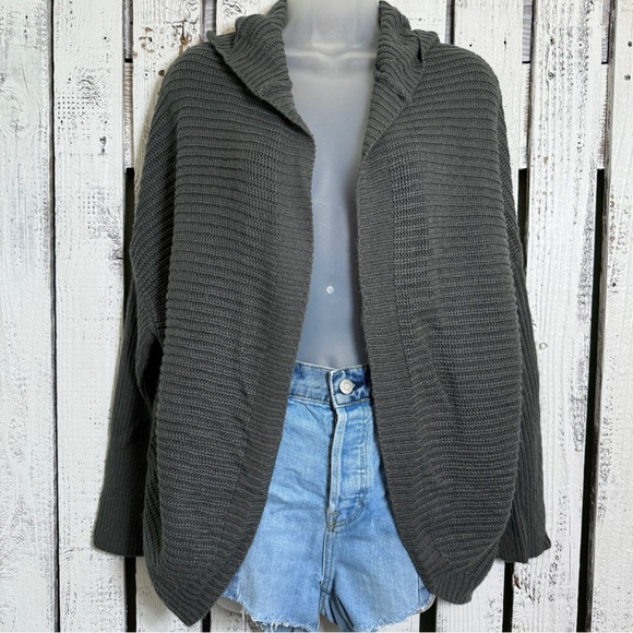 Rhapsody Cardigan Hoodie Sweater Open Front Womens Small Gray Grunge Goth Vibe - Picture 1 of 12